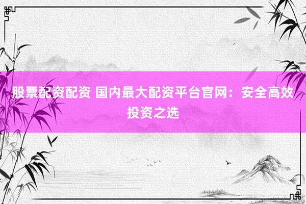 股票配资配资 国内最大配资平台官网：安全高效投资之选