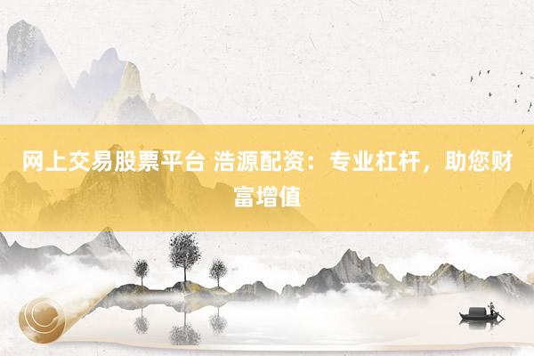 网上交易股票平台 浩源配资：专业杠杆，助您财富增值
