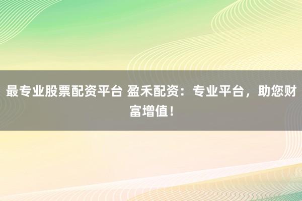 最专业股票配资平台 盈禾配资：专业平台，助您财富增值！