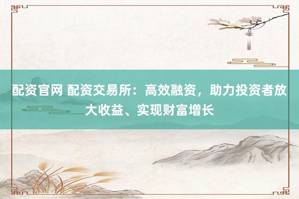配资官网 配资交易所：高效融资，助力投资者放大收益、实现财富增长