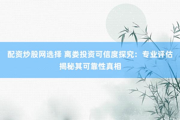 配资炒股网选择 离娄投资可信度探究：专业评估揭秘其可靠性真相