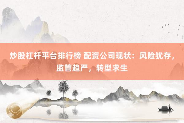 炒股杠杆平台排行榜 配资公司现状：风险犹存，监管趋严，转型求生