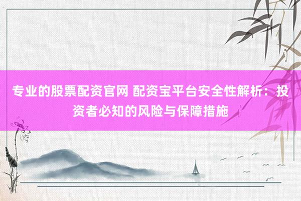 专业的股票配资官网 配资宝平台安全性解析：投资者必知的风险与保障措施