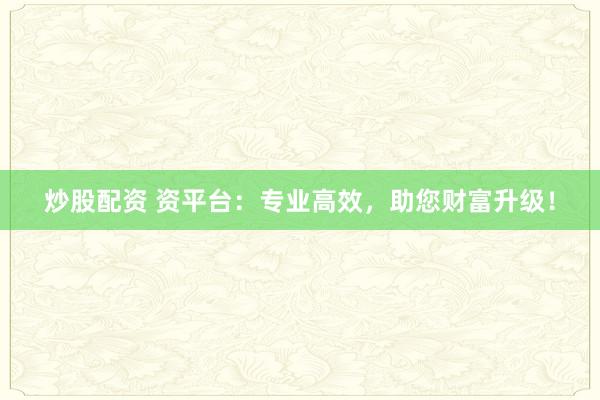炒股配资 资平台：专业高效，助您财富升级！