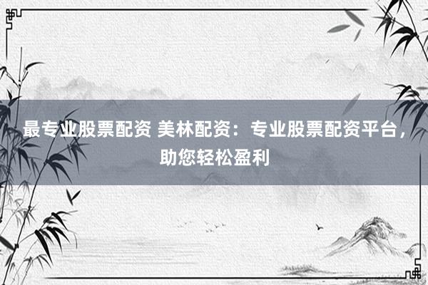 最专业股票配资 美林配资：专业股票配资平台，助您轻松盈利