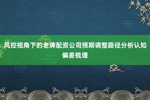 风控视角下的老牌配资公司预期调整路径分析认知偏差梳理