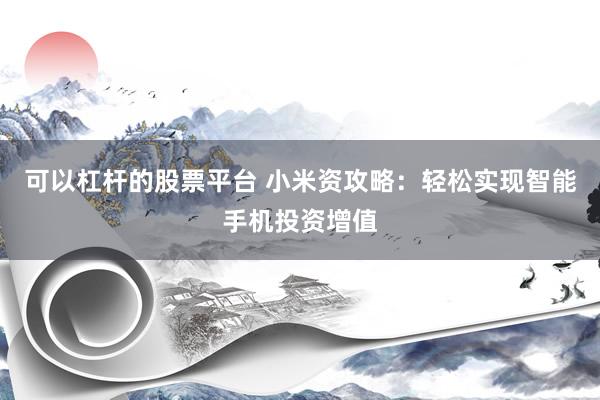 可以杠杆的股票平台 小米资攻略：轻松实现智能手机投资增值